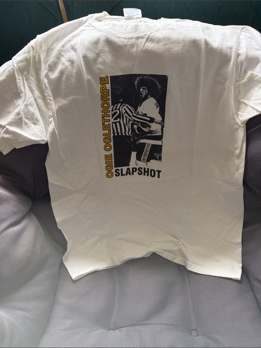 Hanes White Crewneck Graphic Tee with Yellow Accent